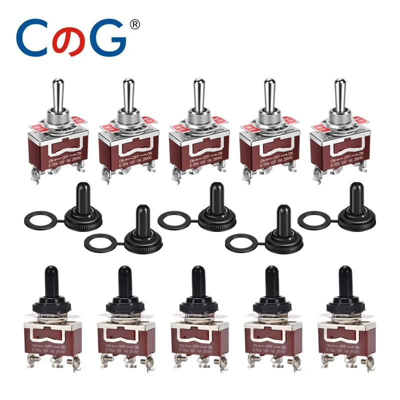 CG 1/5/10Pcs 15A Chwilowy przełącznik dwupozycyjny 12V DC/250V Marine 3 Way (ON)-Off-(ON) z wodoodporną osłoną do samochodu Auto Boat