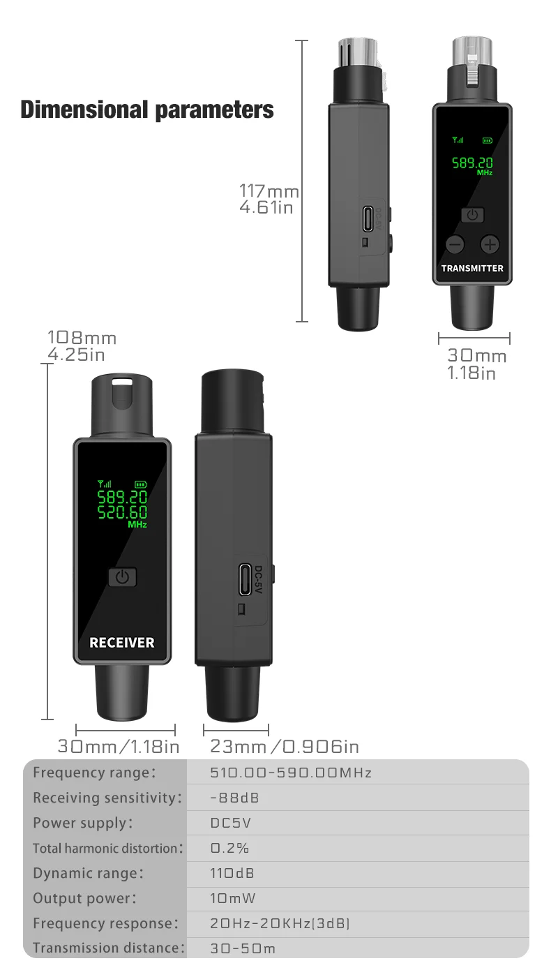 محول XLR نظام إرسال واستقبال الميكروفون اللاسلكي مناسب للميكروفونات الديناميكية والقيثارات وخلاطات الصوت #6