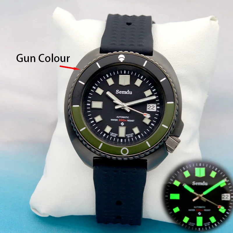 Semdu Men's Watch Automatic Business Function C3 Luminescent 5ATM Waterproof Perfect Gift Design 6105 6309 Turtle Abalone