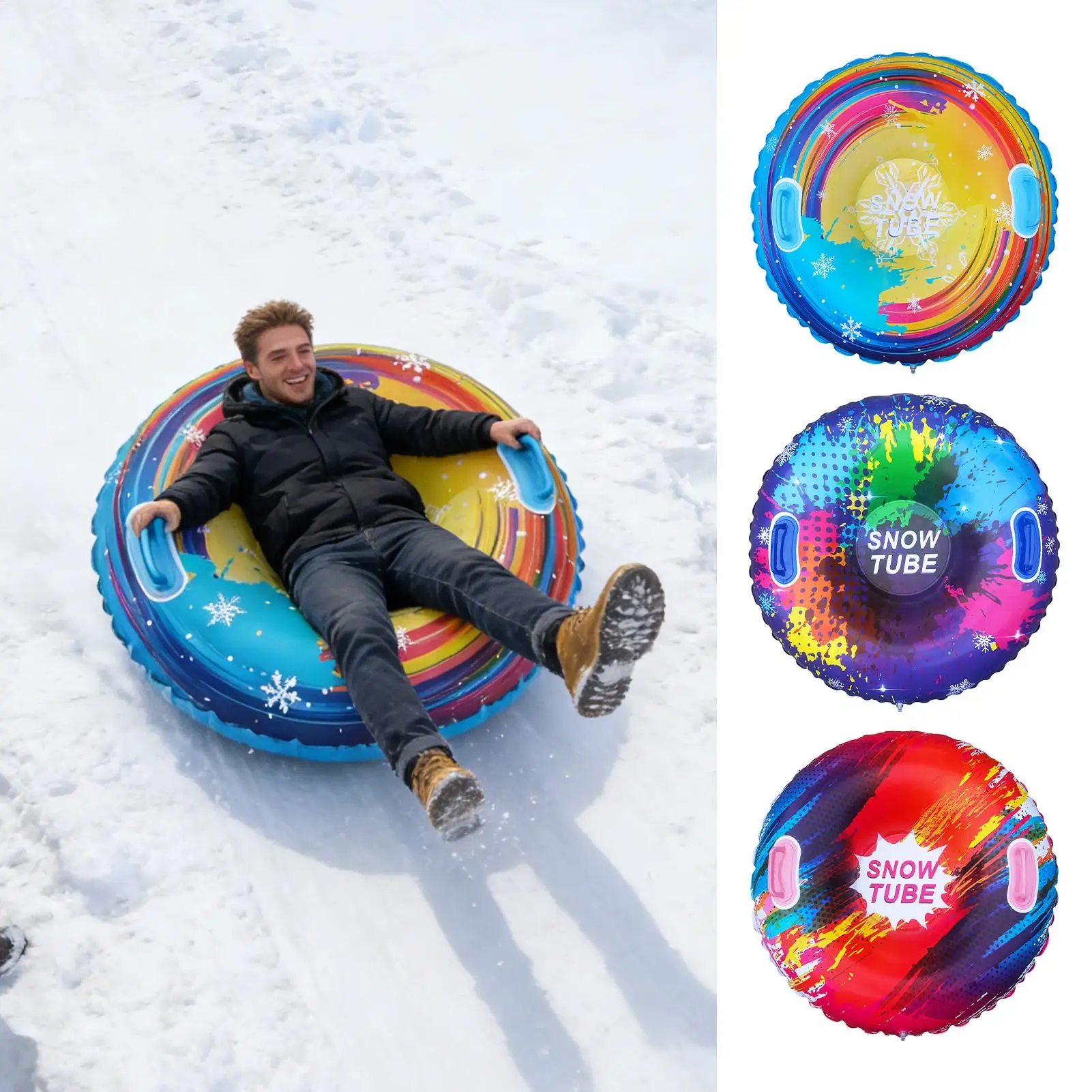 

Надувные санки-ватрушка 33,5 дюйма с ручками, морозостойкие, для всей семьи, для катания на снегу, для взрослых и детей