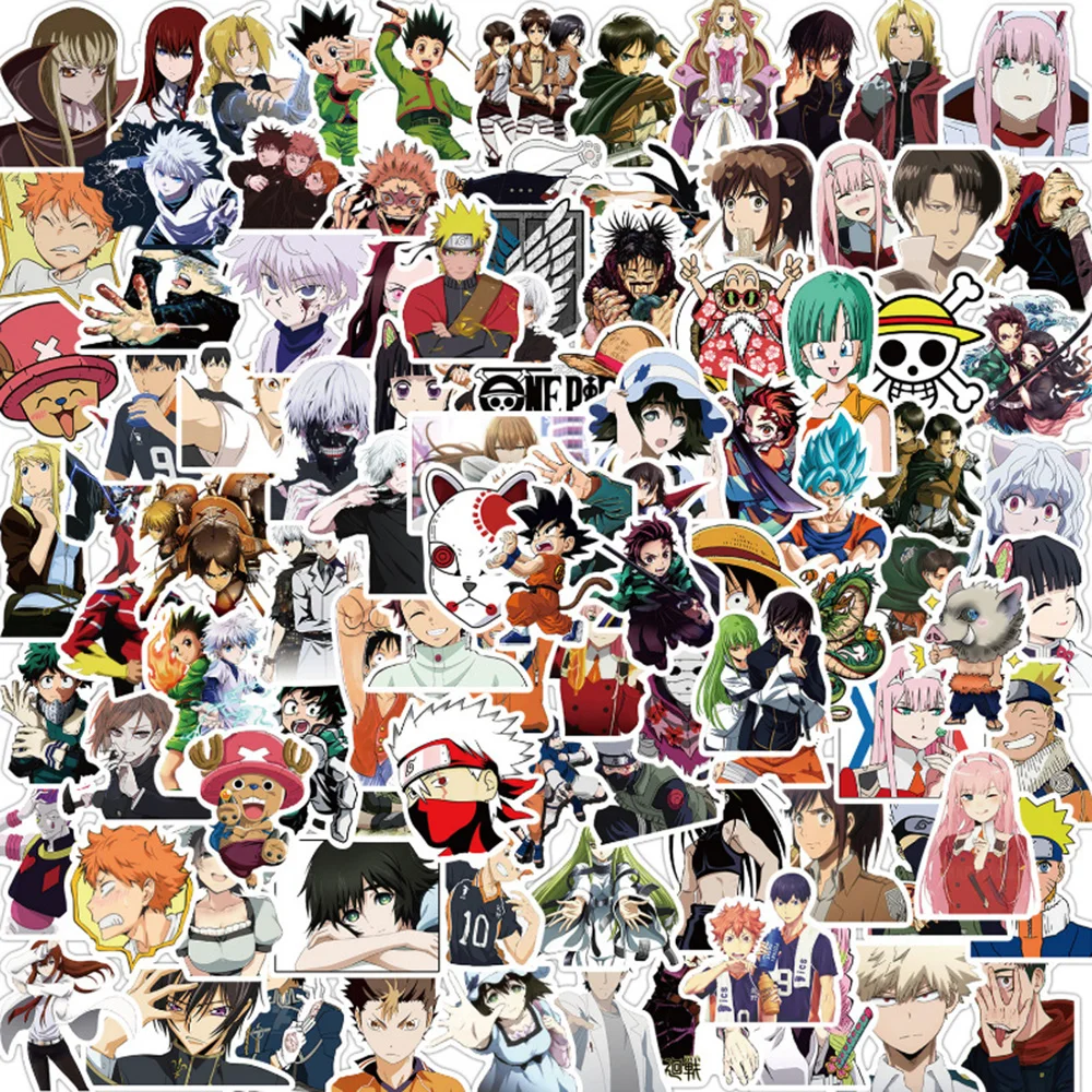 10/30/50/100pcs Mix Jujutsu Kaisen Attack On Titan Haikyuu!! Anime Stickers DIY Laptop Phone Car Cool Cartoon Kids Sticker Gifts