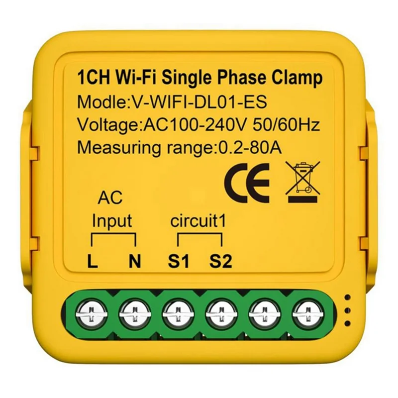 Medidor de energía WiFi bilateral Tuya 80A con abrazadera CT KWh Monitor de consumo de electricidad para Alexa Home(B)