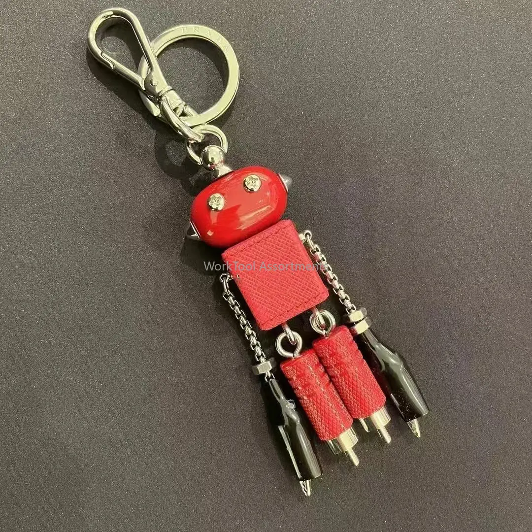 Triangular Robot Keychain Charm, Unisex Light‑Luxury Niche Premium Bag Pendant Accessory for Men & Women