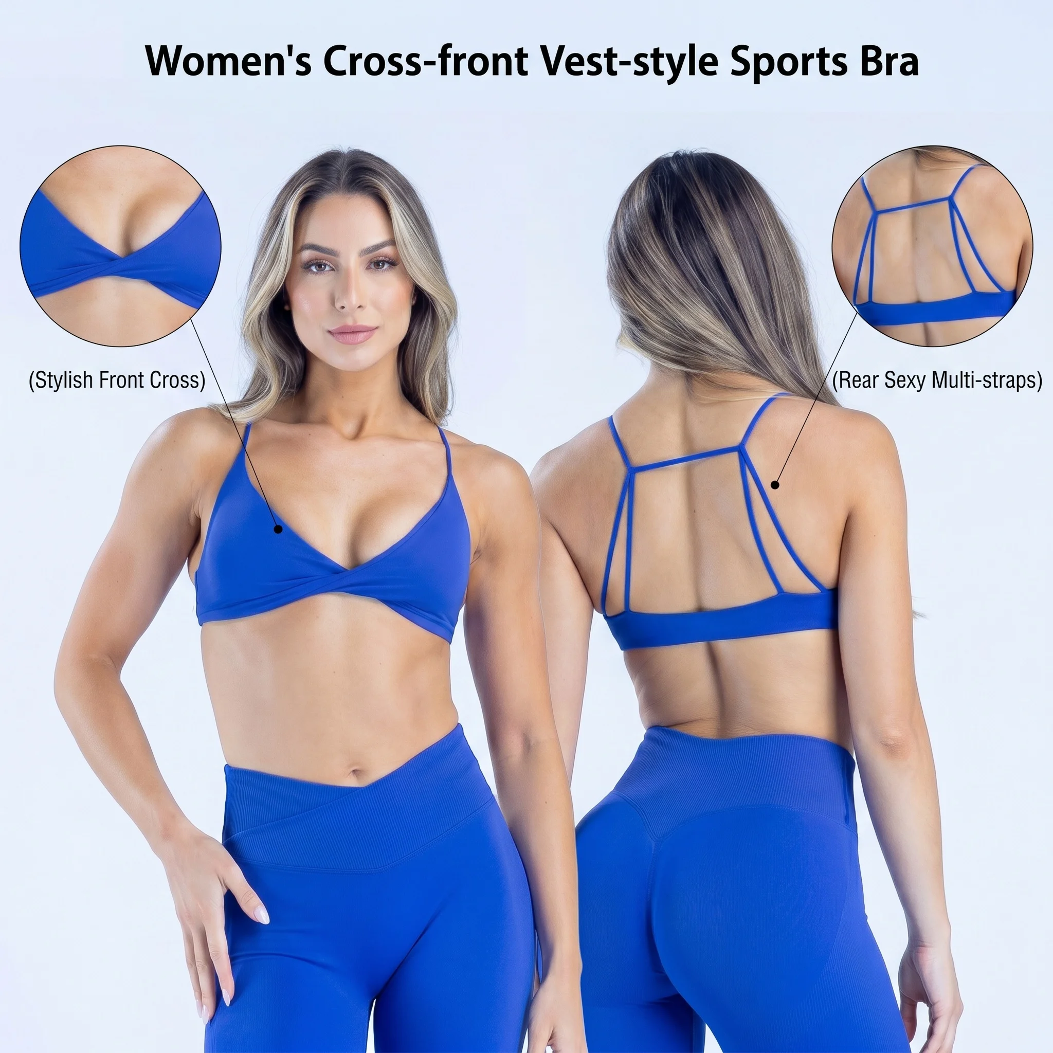 Denyf Vision Twist Front Sports Bra High Support Women Gym Clothes Fitness Underwear Push Up Seamless Yoga Bra Workout Yoga Top
