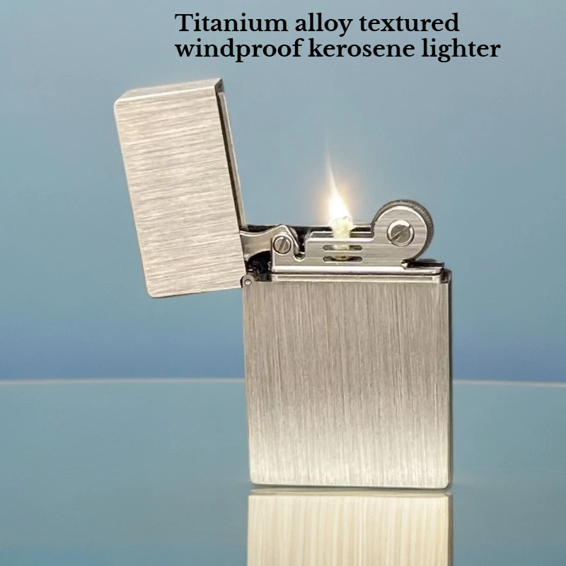 Titanium Alloy Lightweight and Durable Windproof Lighter Classic Ultra-thin Brushed Gift for Boyfriend High-end Gift