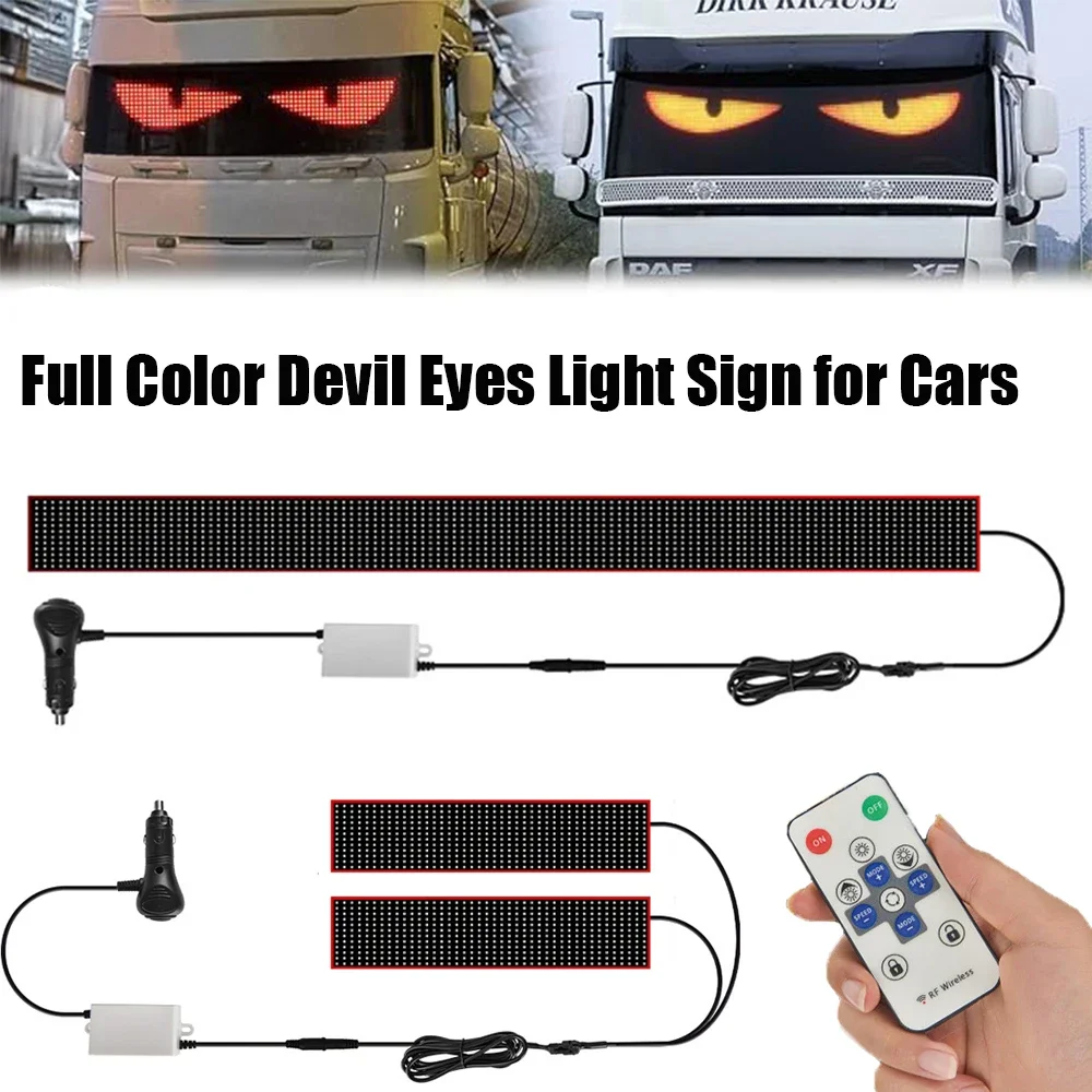 

Truck Car Devil Eye LED Pixel Panel Light Remote Control Soft Foldable Lighting Scrolling For Board Windshield 12V 24V