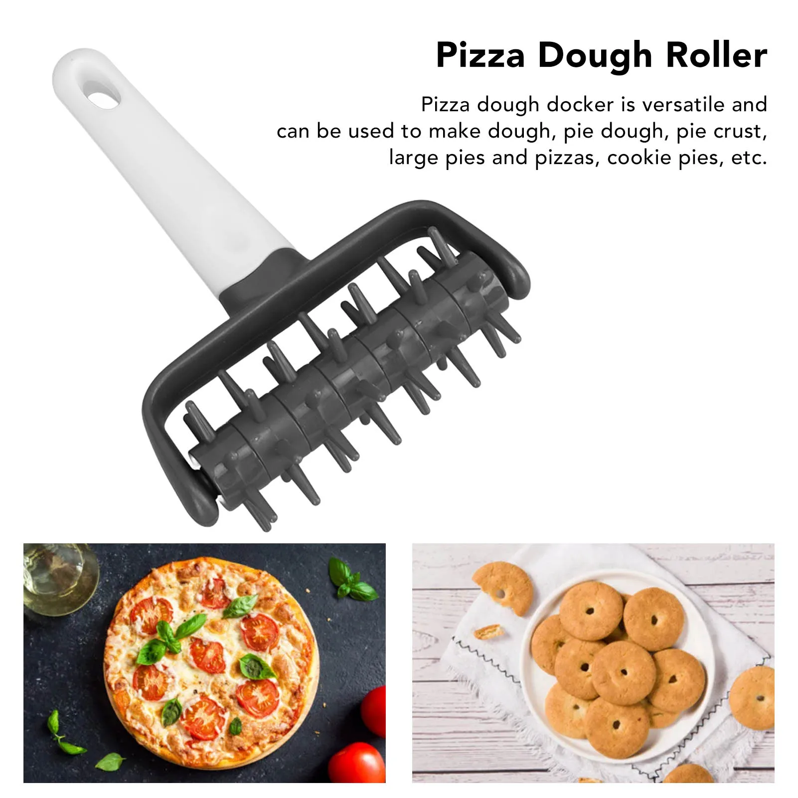 1Pc Pizza Dough Docker Roller Pin Wheel Hole Puncher Prevent Blistering Dense Pizza Docking Tool with Spikes for Home Kitchen