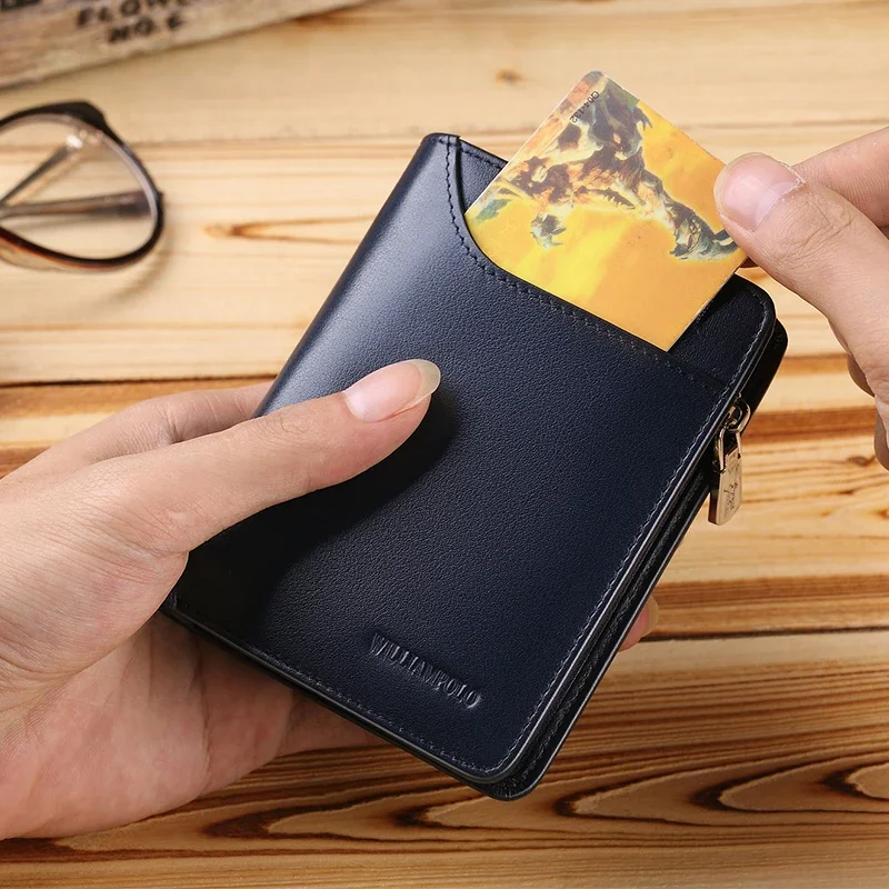 Men Short Wallet Luxury Genuine Leather Wallet For Men Women Purse Standard Card Holders High Quality Zipper Wallets