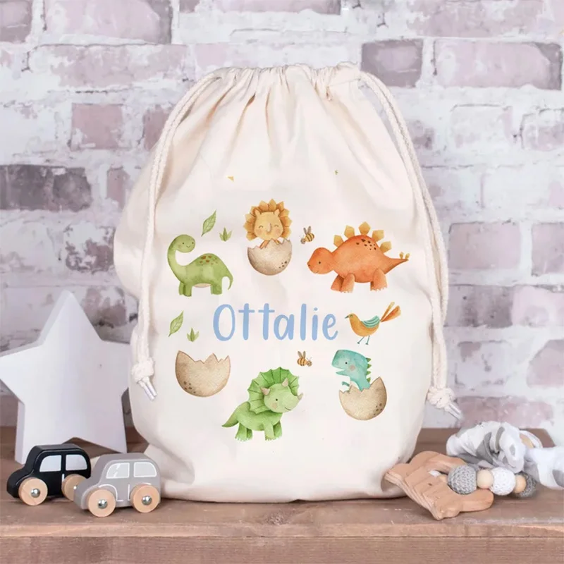 Personalised custom name Dinosaur Toy Bag children kid boy 1st first 2nd 3rd Birthday Party baby shower Gender Reveal gift bag