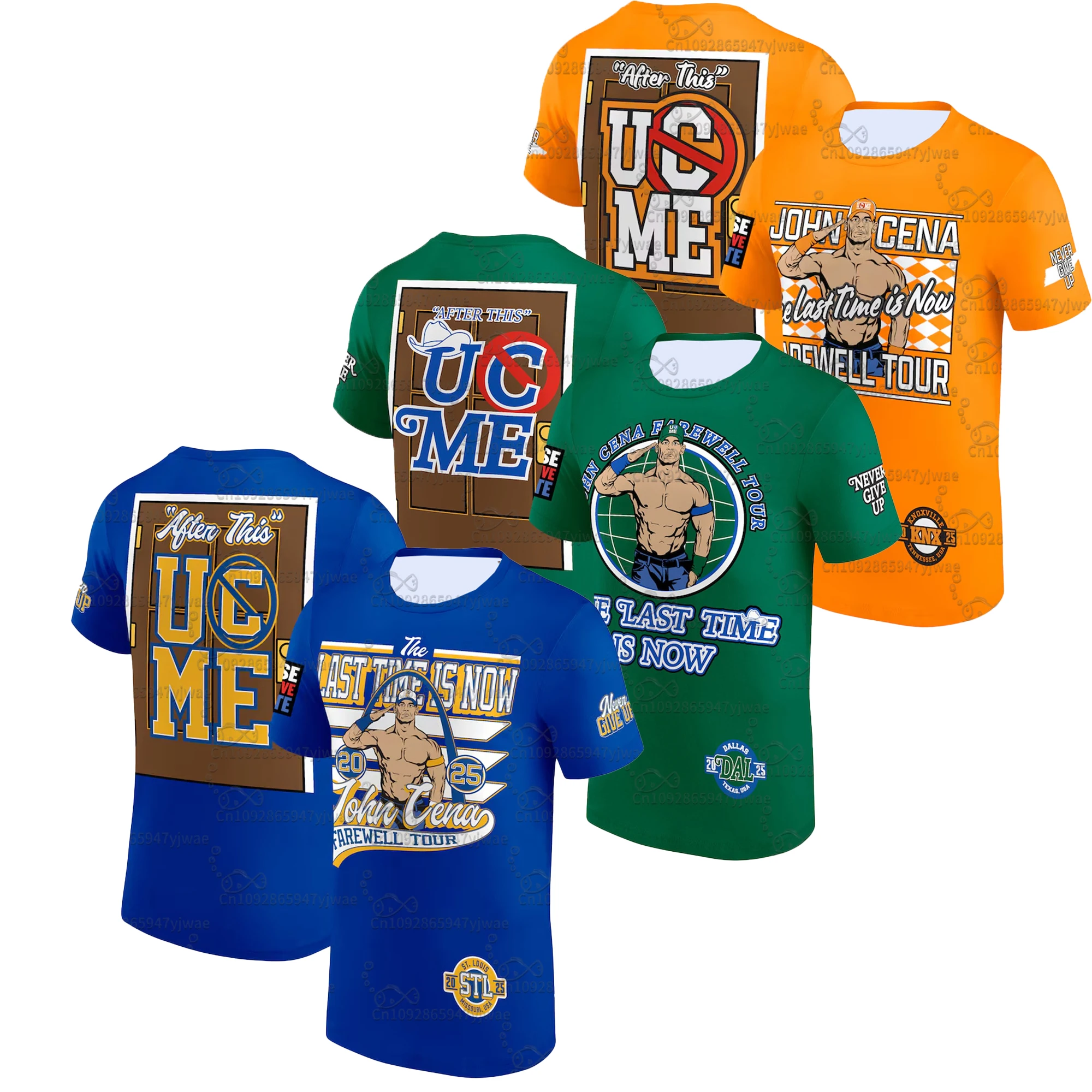 2025 جون سينا جولة وداع لندن تي شيرت الصيف الرجال المصارعة الرياضة المحملة لا تتخلى أبدًا شعار قميص مطبوع تي شيرت رجالي