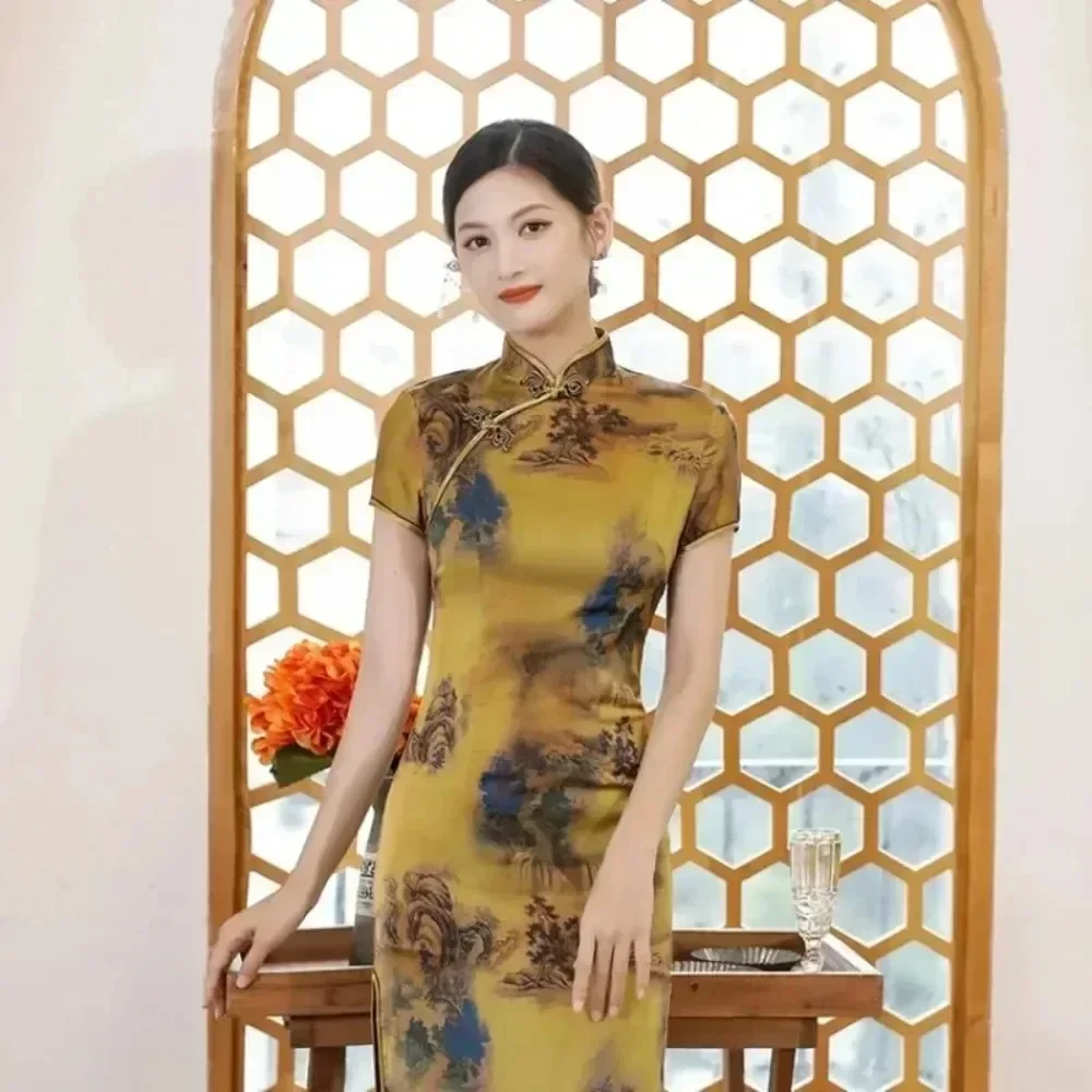 Ethnic Style Vintage Qipao Dresses For Women New Fashion Casual Streetwear Woman Clothes Elegant Chinese Style Cheongsam Dress