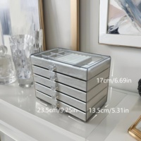 5-Tier Dust-Proof Acrylic Jewelry Organizer Box, Rectangular Tabletop Display Case for Jewelry Presentation and Packaging