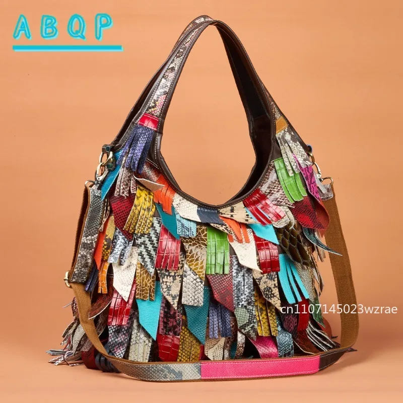 

ABQP New Women's Shoulder Bag Color Stitching Fashion Women's Shoulder Messenger Bag Personality Design Tote Bag Large Capacity