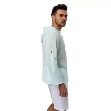 

Men's Outdoor Hooded irt Thin Cotton Linen Cusizable Workwear Sports Design Service DIY Work orm Cusization
