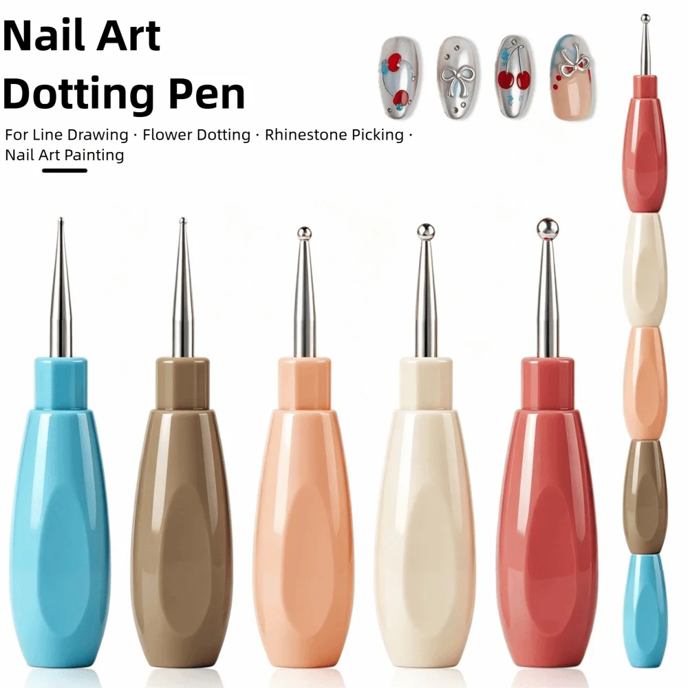 5Pcs Interlockable Nail Dotting Pen Colorful Multicolor Handle Rhinestone Picker Tool DIY Stainless Steel Tip Nail Art Pen Set