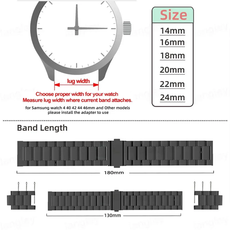 Watch Strap for Huawei GT2 PRO 46mm 22mm 20mm Band Metal for Huawei Watch GT 3 46mm 42mm Pro Stainless Steel Bracelet Wristband