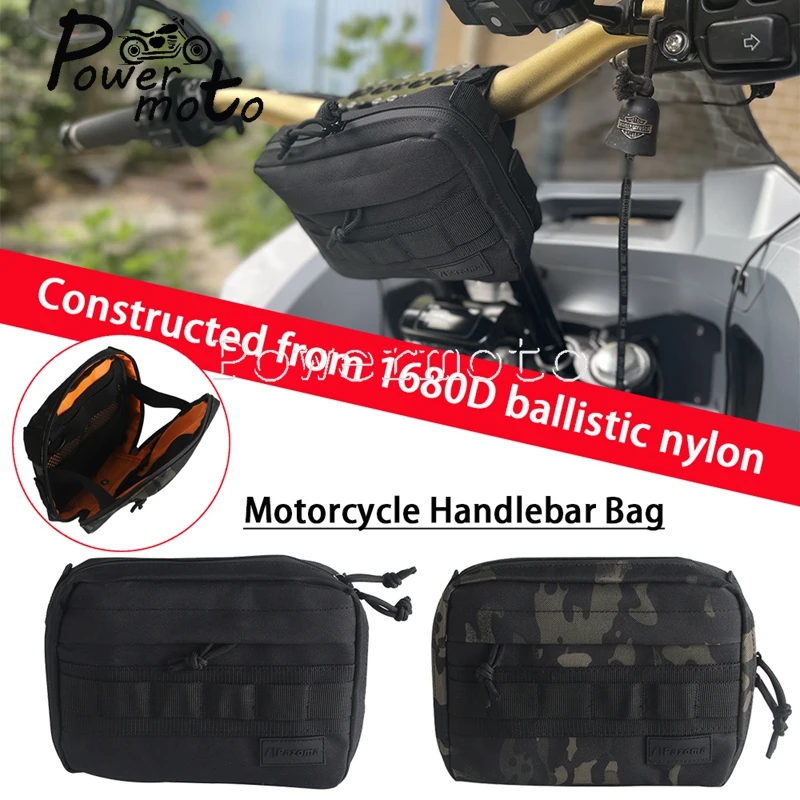 

Club Style Motorcycle Handle Bar Storage Tool Bags T-bar Handlebar Bag 1680D Ballistic Nylon For Harley Dyna Street Bob FXBB