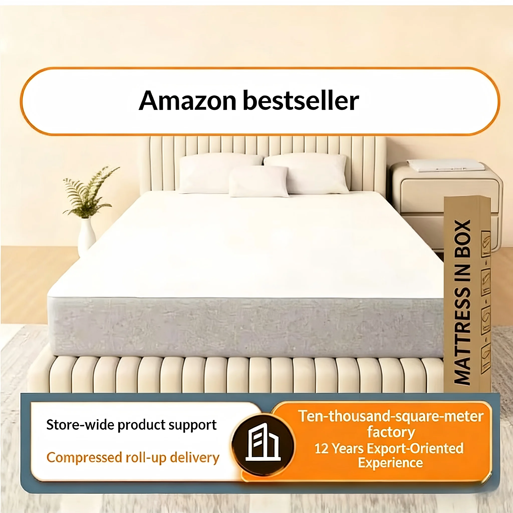 Compression Roll Pack Spring Mattress Extra Soft Thickened 200mm Thickness High Resilience High-Density Foam Hotel Apartment