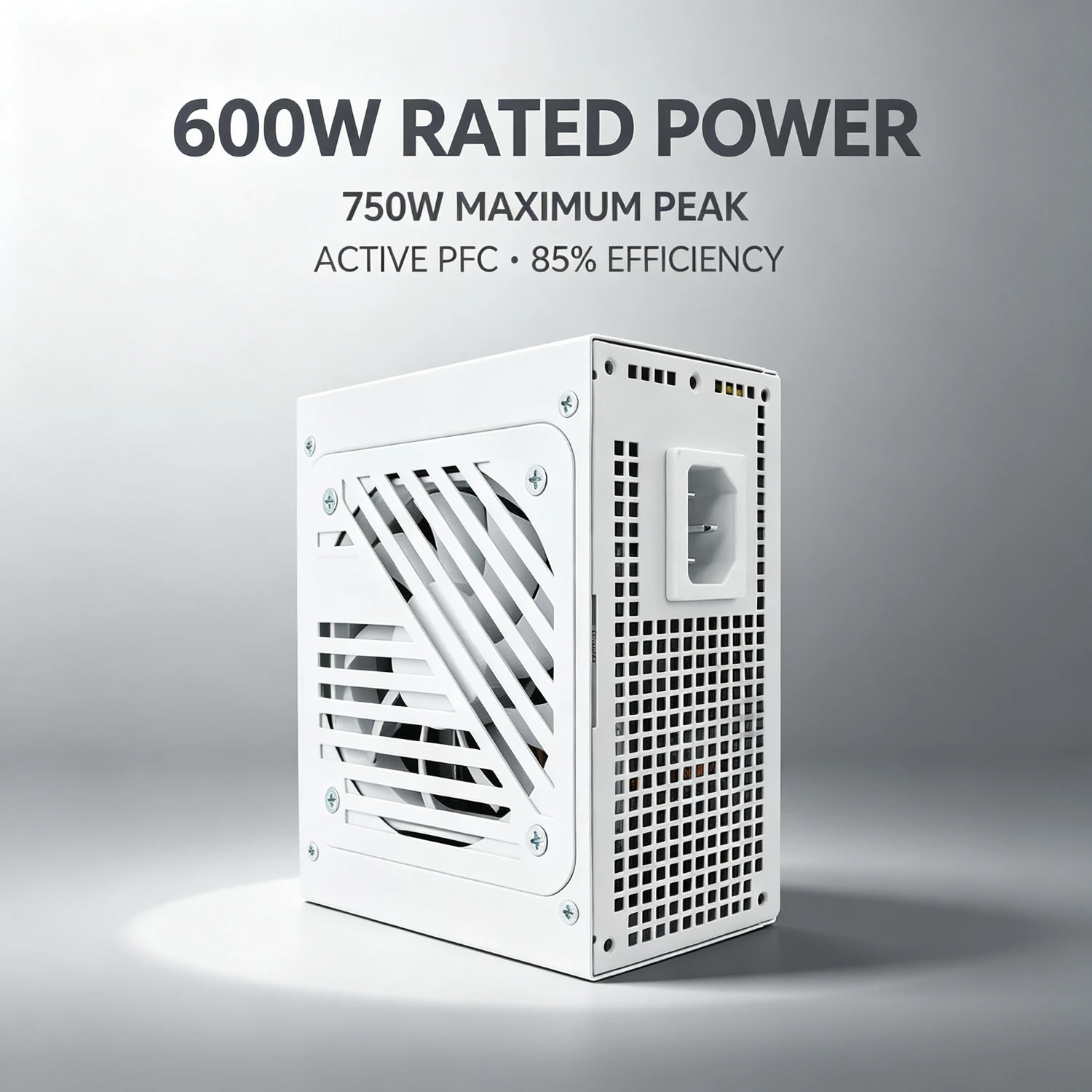 600W SFX Power Supply, Fully Modular Design ATX 12V, 750W Peak, Active PFC, White PSU for ITX/SFF PC Cases, Smart PWM Quiet Fan