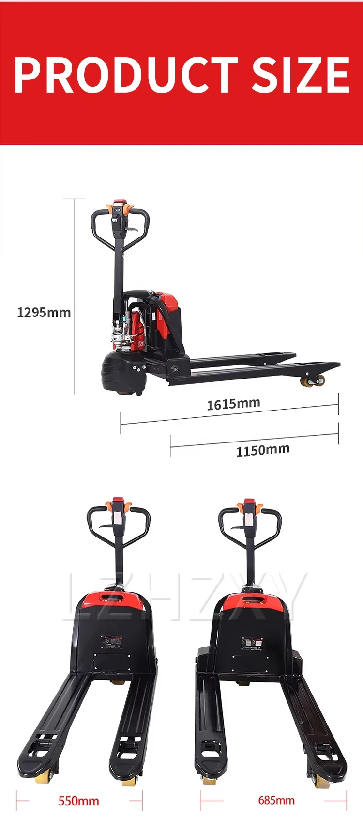 All-Electric Forklift, 1.5-Ton Hydraulic Pallet Truck, 24V 20Ah/30Ah Battery-Pow