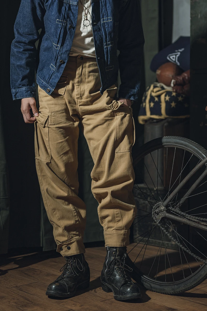 Non Stock Belgian M64 Mod Pants Khaki Men High Rise Motorcycle Cargo Trousers