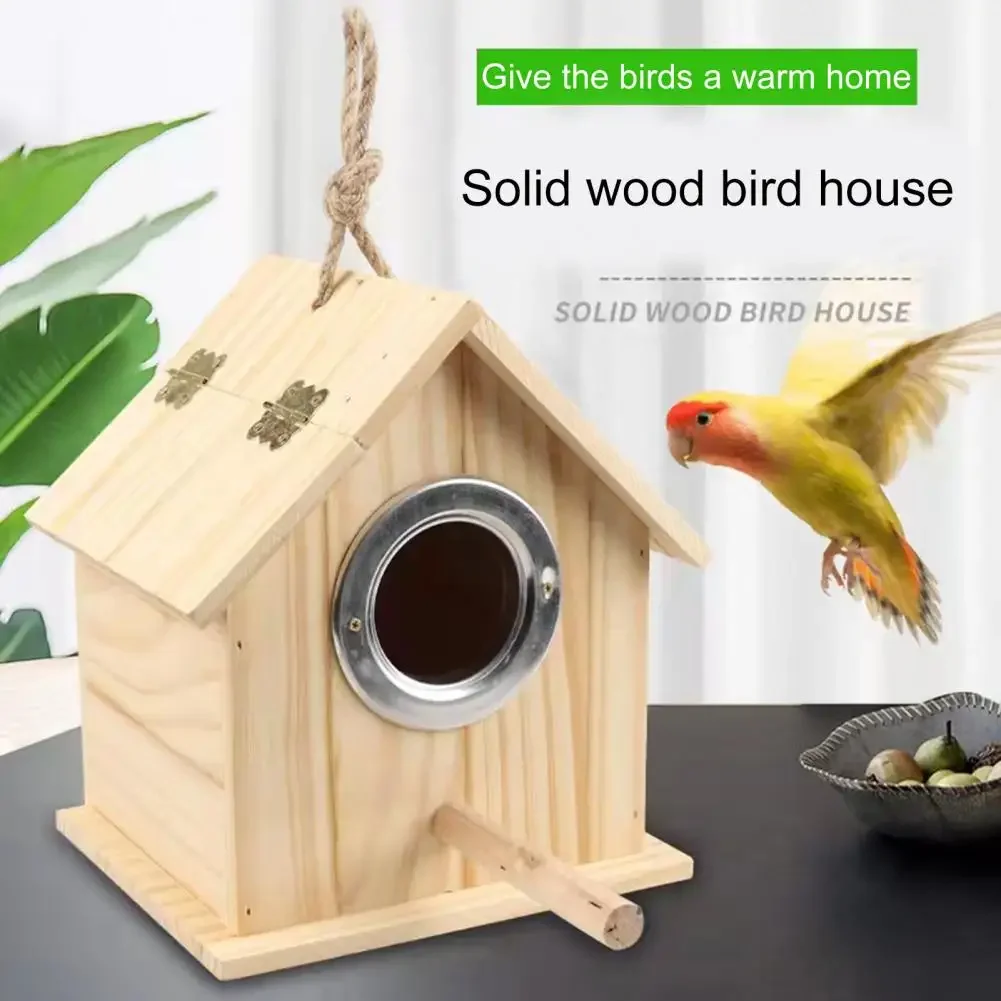 

Bird Nest Sturdy Garden Decoration Wooden Bird House Eco-friendly Bird Nesting Box Natural Wood
