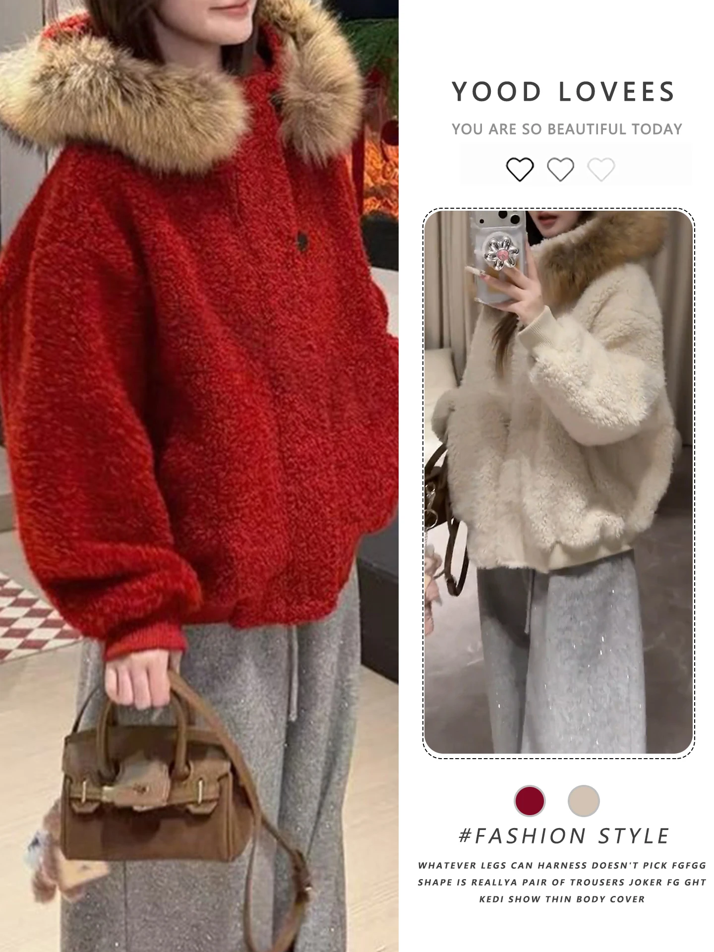 

Thickened Hooded Sweatshirt Cardigan Women's Winter Outerwear Warm Slimming Fashionable Design Polyester Fiber Long Sleeve