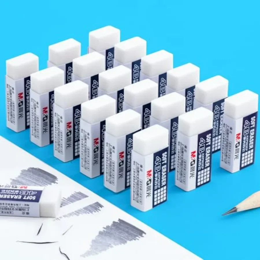 24er-Pack weiße Radiergummis, große Bleistift-Radiergummis, 4B-Gummi, rechteckiger Radiergummi für Schüler, Büro, Kunst, Radiergummis zum Zeichnen, Neu P