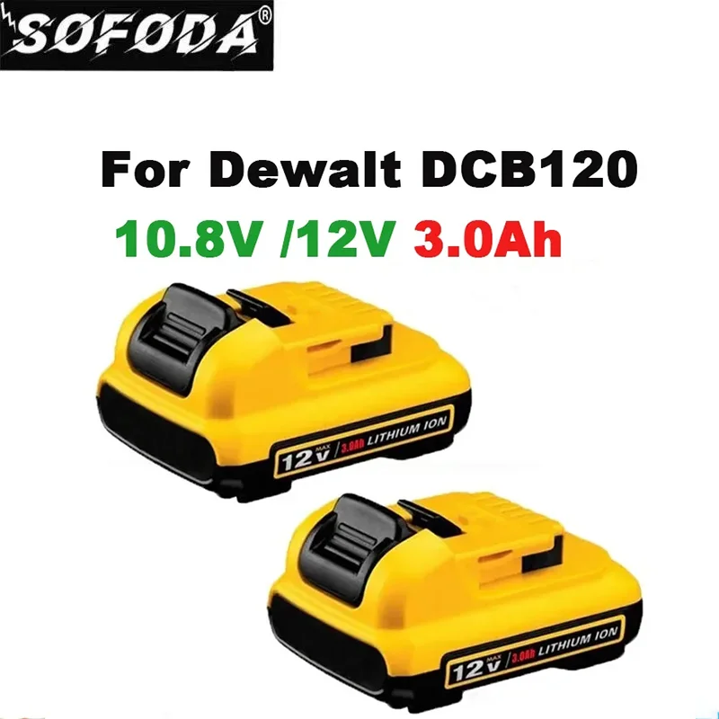 Replacement for Dewalt DCB120 Lithium-ion Batteries 10.8V 12V 3Ah Battery DCB123 DCB125 DCB124 DCB122 DCD710 Power Tools Battery