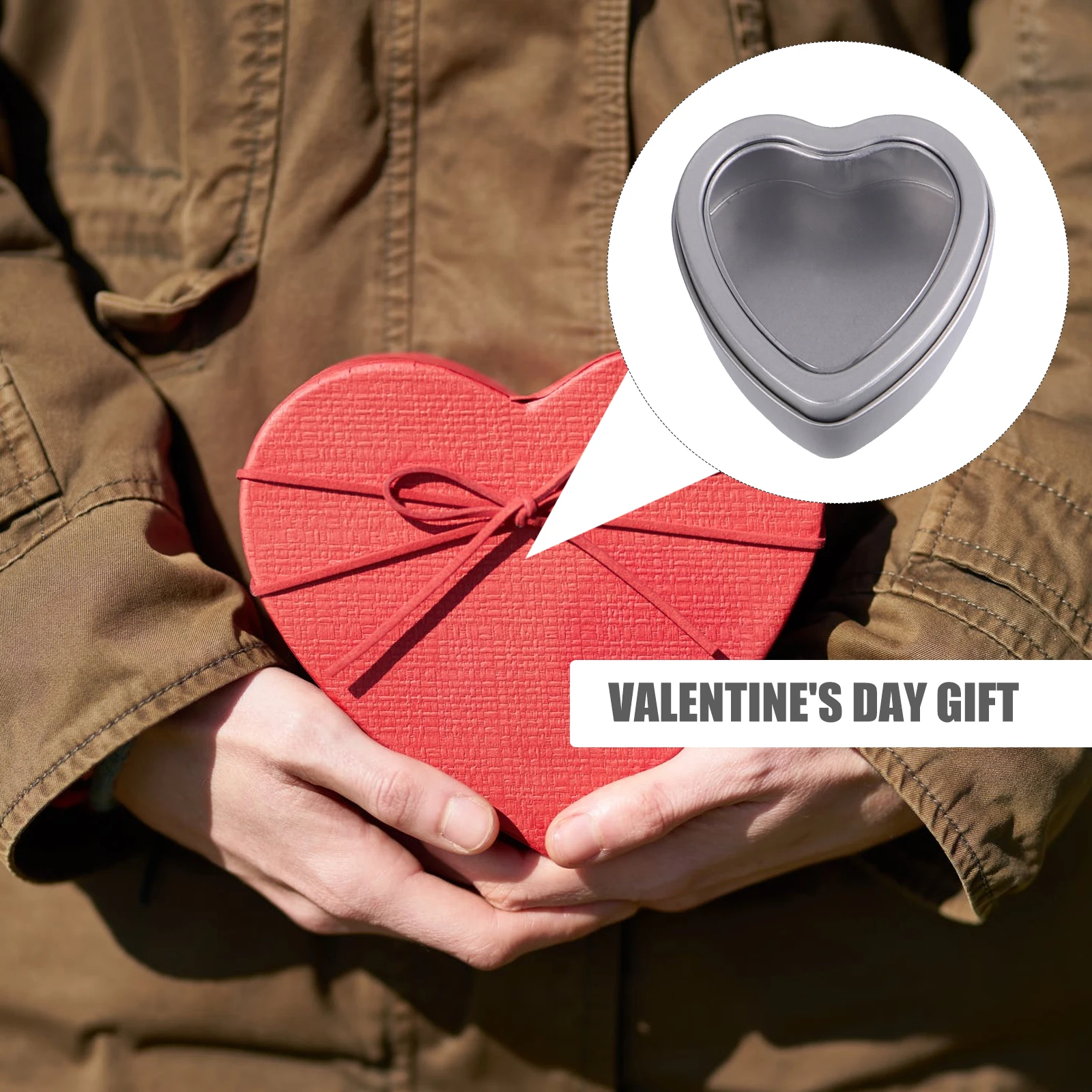 

12Pcs Heart Shaped Tinplate Candy Box Transparent Window Design Gift Packaging Box for Birthday Festival Sundries Storage