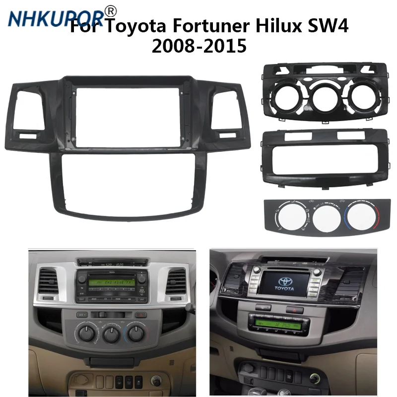 9 inch Car Radio Fascia Install Panel Dashboard Trim Bezel Frame Kit For Toyota Fortuner Hilux SW4 2008-2012 2013 2014 2015