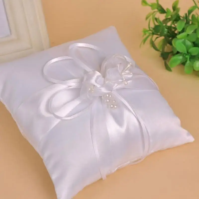 

31BB Wedding Rings Holder Bows Pearls for Flower Girl Wedding and Party Props