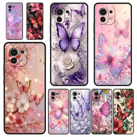 floral and butterfly patterns Case For Xiaomi Mi 15 14 13 12 11 Lite 14T 13T 12T 11T Pro Poco X7 X6 X5 X3 Pro F6 F5 F4 Cover