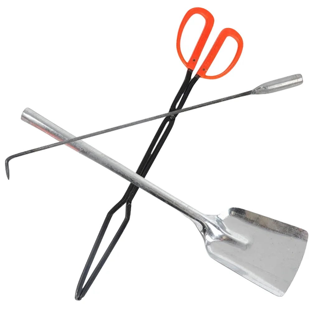 

Soot Shovel Set Bbq Accessories for Grilling Utensils Fire Grabber Clean Pit Tools outside Iron Coal Tongs