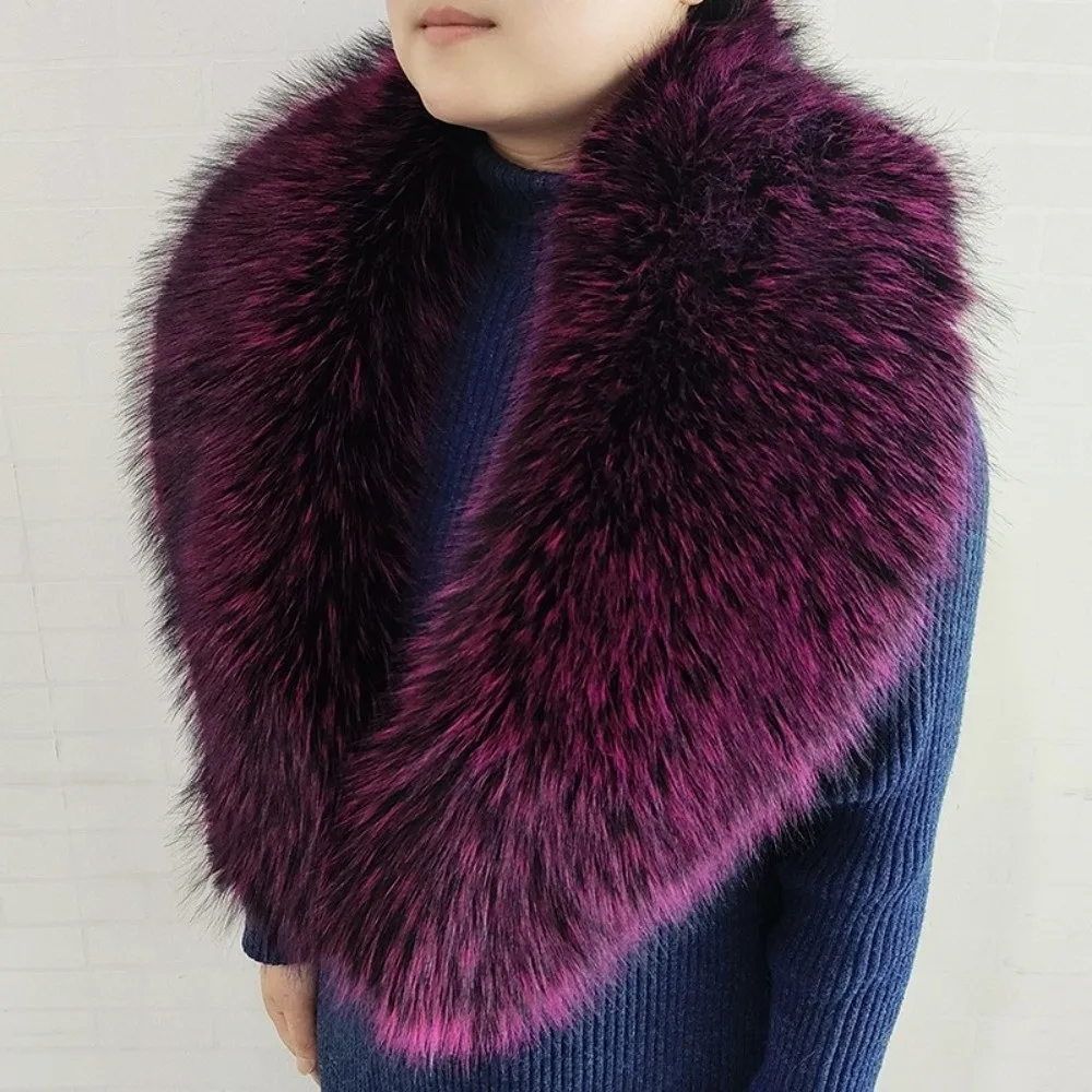 Large Size Faux Fur Collar Set Oversized V Shape Shawl Collar Wrap Detachable Thick Warm Fur Trim Accessories For Women Winter