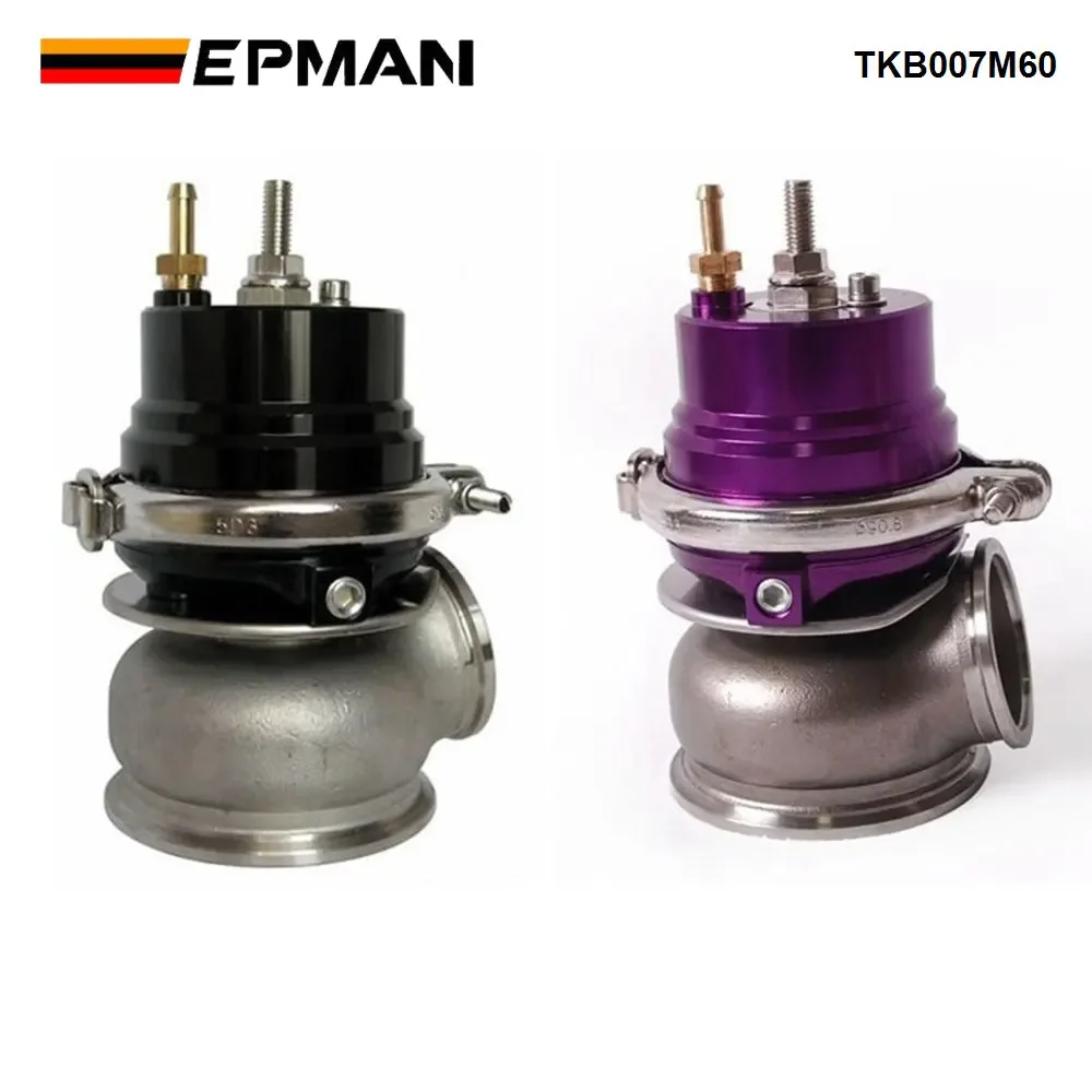 EPMAN (Black,Purple) Turbo V-band 60mm External Waste Gate Bypass Exhaust Manifold + Spring TKB007M60