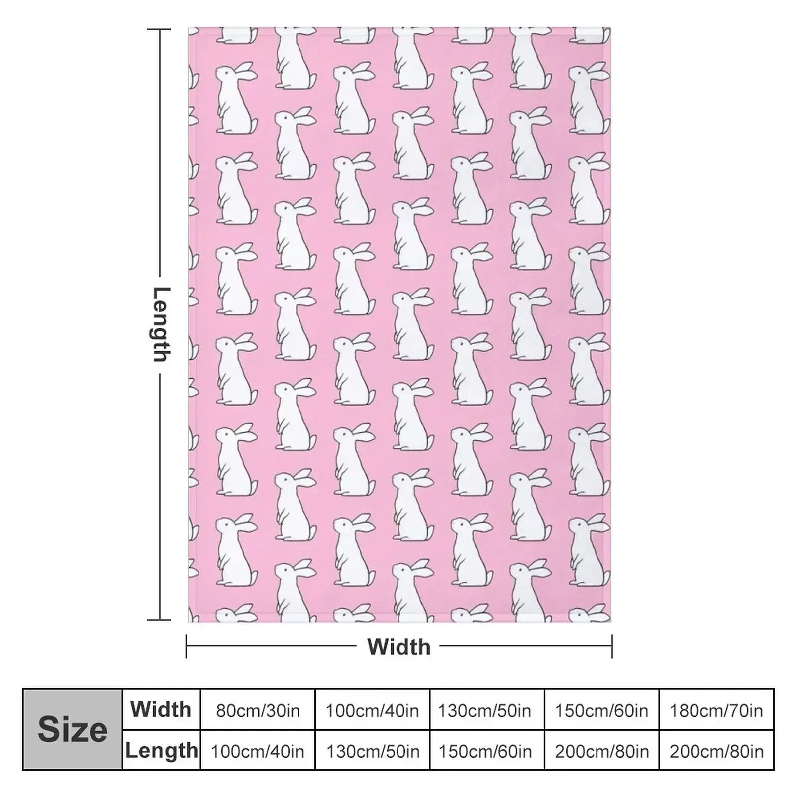 Simple rabbit - white with pink background Throw Blanket decorative Decorative Throw Hairys Designers Blankets