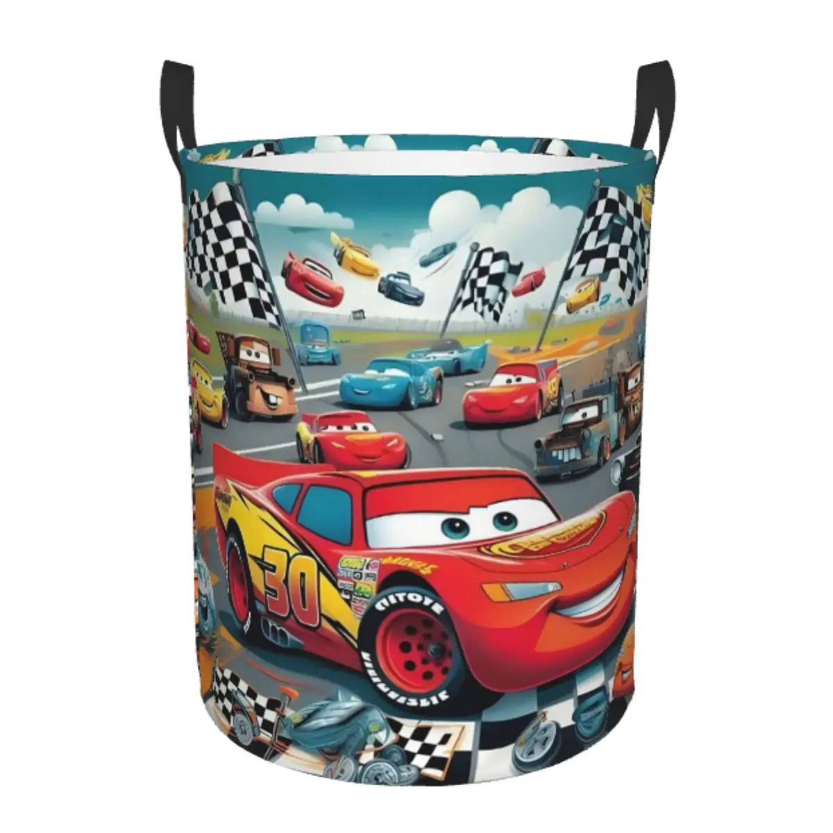 Éclairage personnalisé McQueen dessin animé panier à linge voitures pliables mignon bébé panier pour pépinière jouets organisateur bacs de rangement