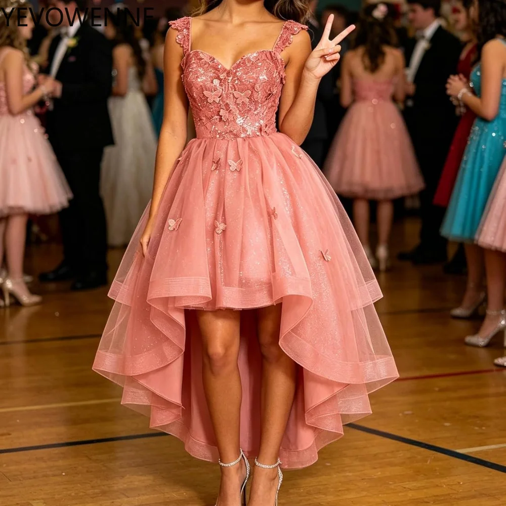 DAMA Dress High Low Tulle Homecoming Dresses Glitter Off Shoulder Short Prom Dress Sequin Quinceanera DAMA Dress