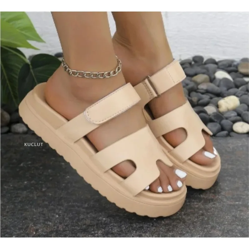 Neue Rom Hausschuhe Frauen Wohnungen Plattform Schuhe Sommer Open Toe Strand Flip Flops Mode Sling back Sandalen Walking Zapatos Mujer