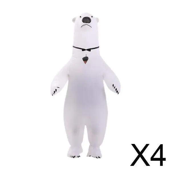 Wit opblaasbaar beer kostuum polyester dieren jumpsuit draagbaar luchtblaaspak voor Halloween cosplay party festival carnaval
