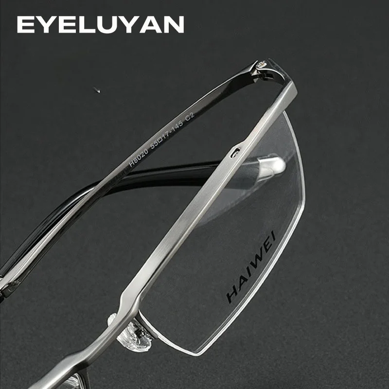 EYELUYAN Men's Semi-Rimless Optical Eyeglass Frames High-quality Titanium Myopia Glasses Frame Prescription Eyewear  H8020