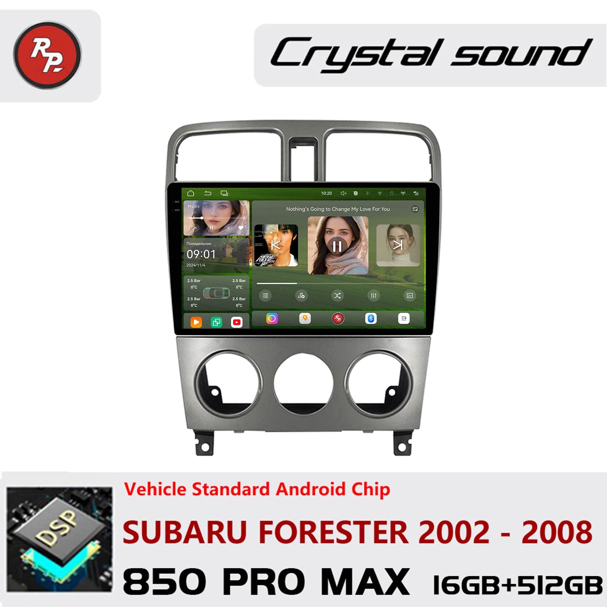 Redpower Android 850 Pro Max Multimedia Player with Crystal Sound, CarPlay Bluetooth Car Radio for Subaru Forester 2002 - 2008