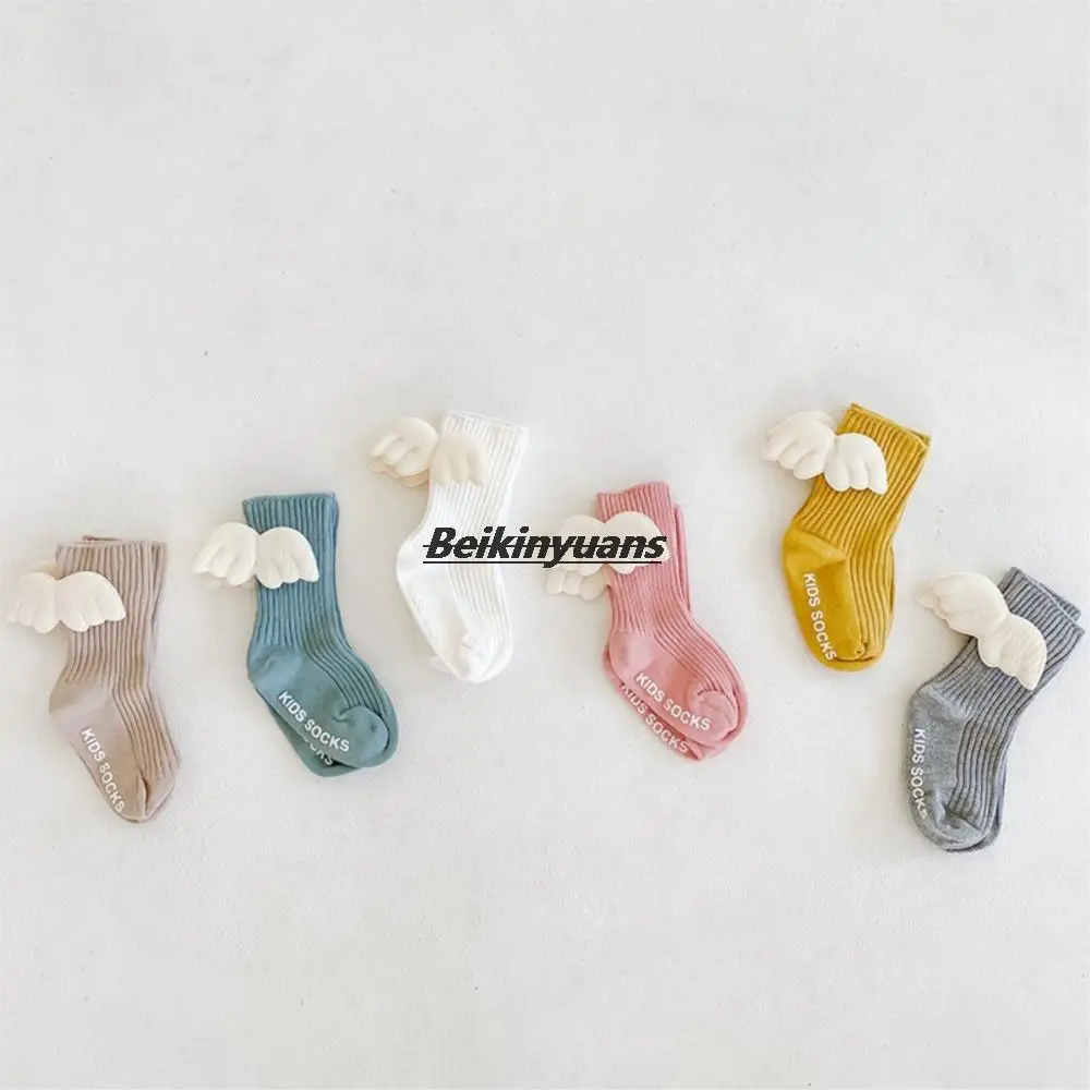 Baby socks princess elastic knitted cotton socks for newborn baby spring and autumn winter sack angel wings toddler sock