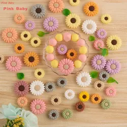 Mini perles en Silicone tournesol 30mm, 20 pièces, DIY sucette chaîne collier bijoux fabrication de produits de soins pour enfants accessoires sans BPA