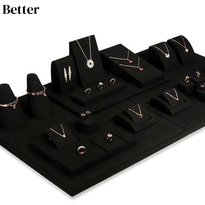 

New jewelry stand Black microfiber display set counter necklace ring jewelry display props