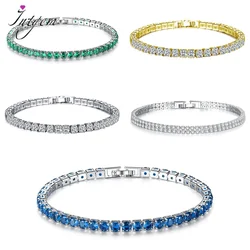 Charms Sapphire Emerald Gemstone 925 Sterling Silver Tennis Bracelets Jewelry for Women Ladies Fashion Bracelet Party Gifts 19CM