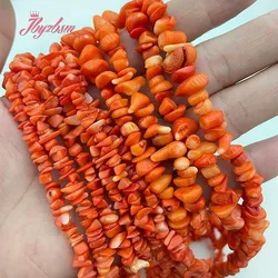 Natural Orange Coral Chips Irregular Stone Beads for DIY Craft Necklace Bracelet Earring Charms Jewelry Making 15inch/32inch