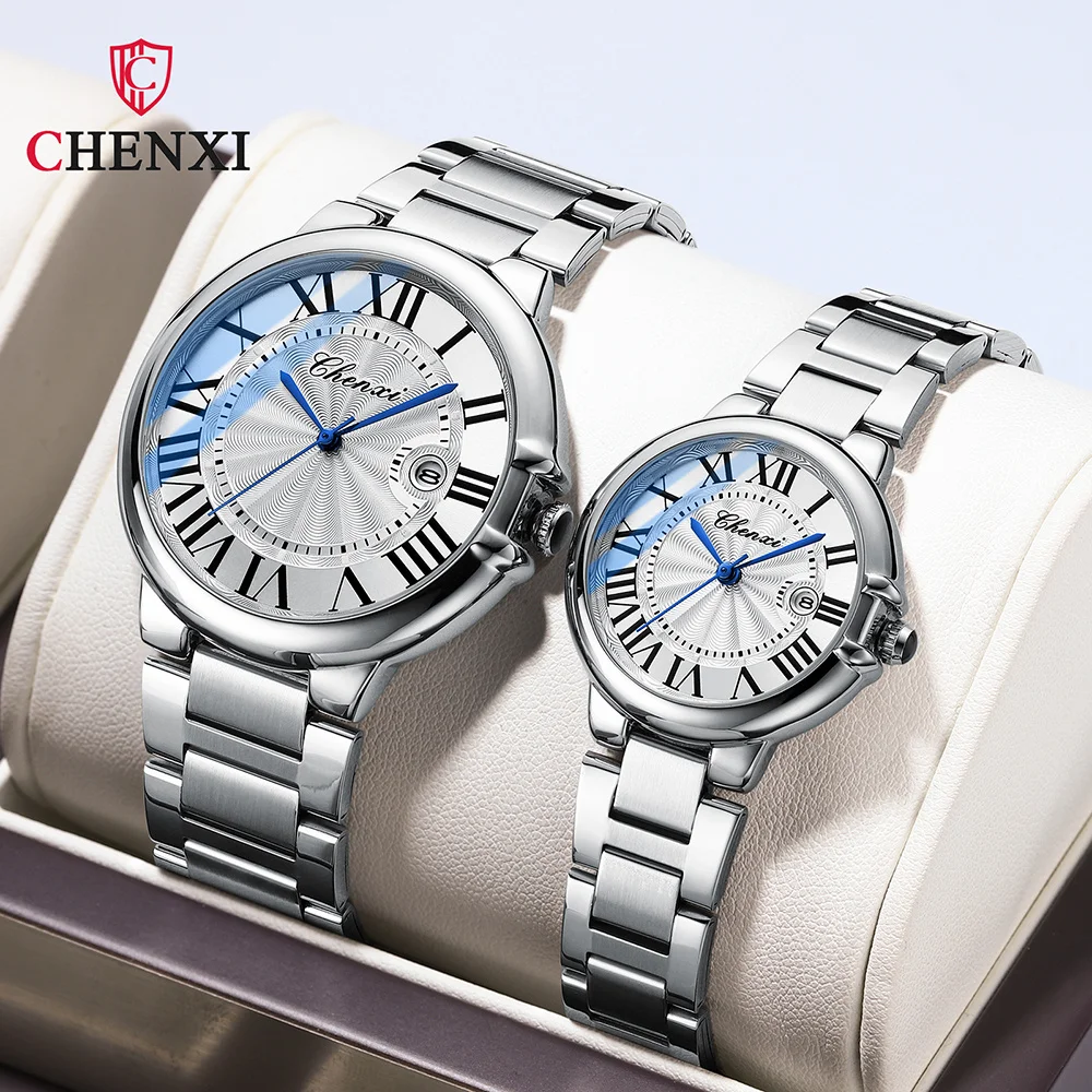 CHENXI 039 Damen Quarzuhr Top-Marke Luxus Mode Edelstahl Silber Damen Armbanduhren für Paar Uhren Geschenke