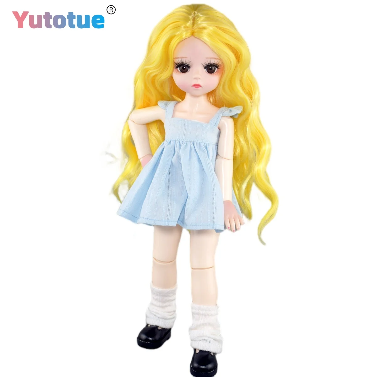 

YUTOTUE 30cm Height Girl Doll Toy Makeup Face Curly Hair Dress Shoes Full Set Lifelike Kids Gift